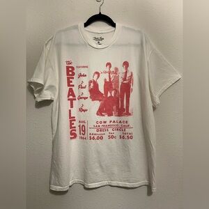#535 NWOT Free People x Junk Food Clothing White and Red Beatles Tee Large